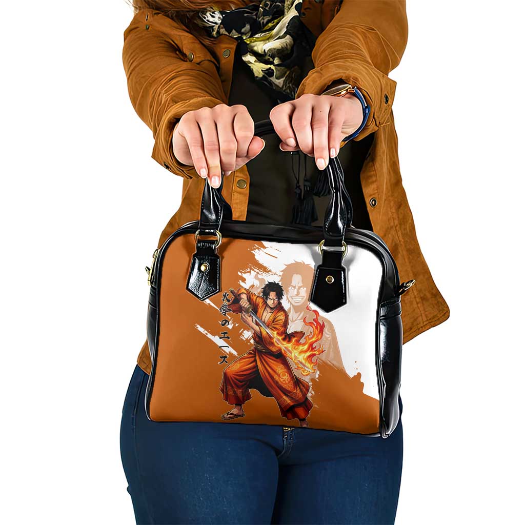 Wano Samurai Portgas D. Ace Shoulder Handbag Fiery One Piece Brush Art