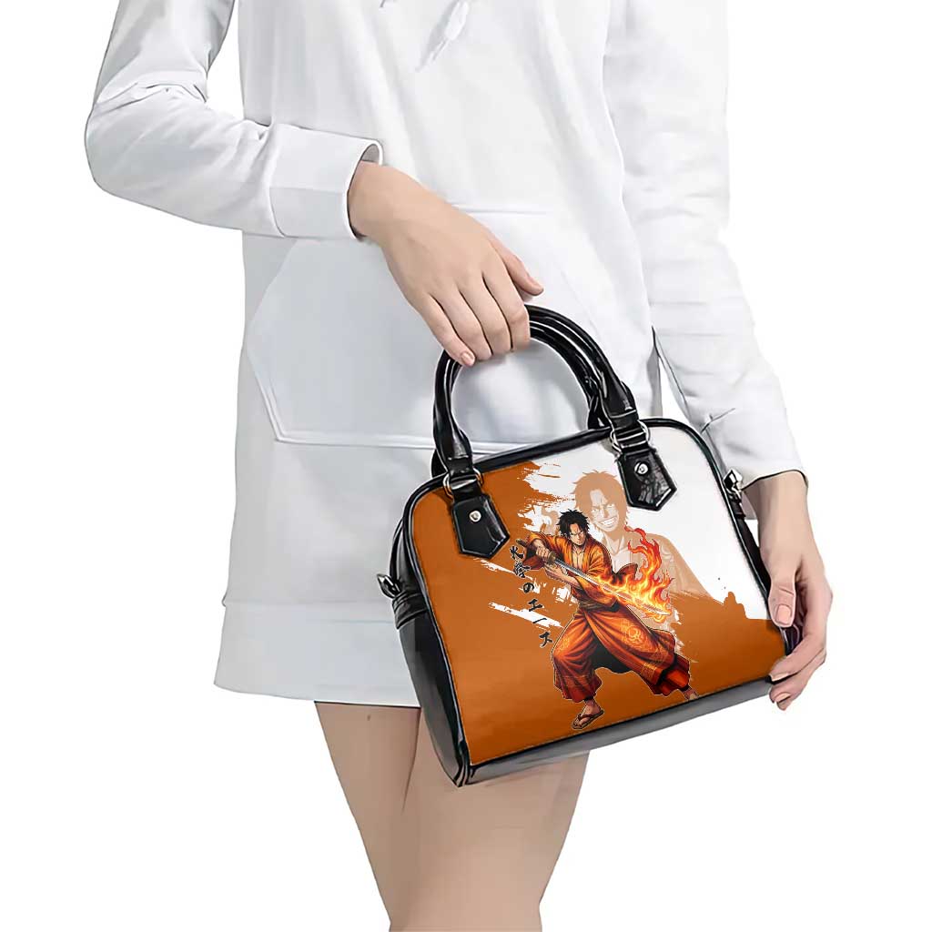 Wano Samurai Portgas D. Ace Shoulder Handbag Fiery One Piece Brush Art