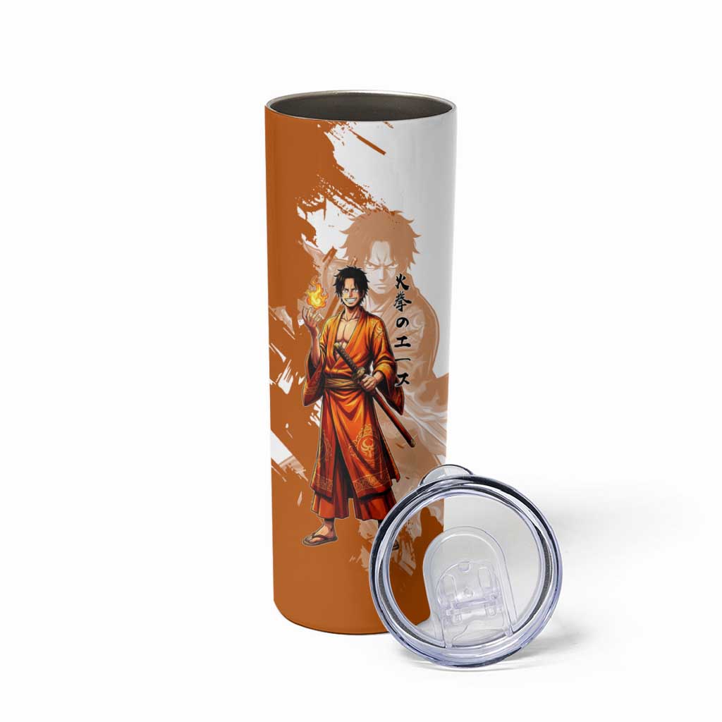Wano Samurai Portgas D. Ace Skinny Tumbler Fiery One Piece Brush Art