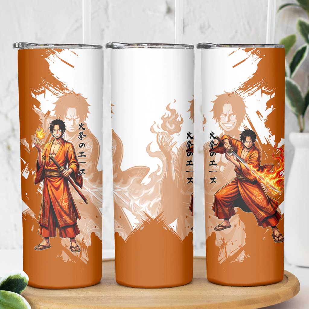 Wano Samurai Portgas D. Ace Skinny Tumbler Fiery One Piece Brush Art