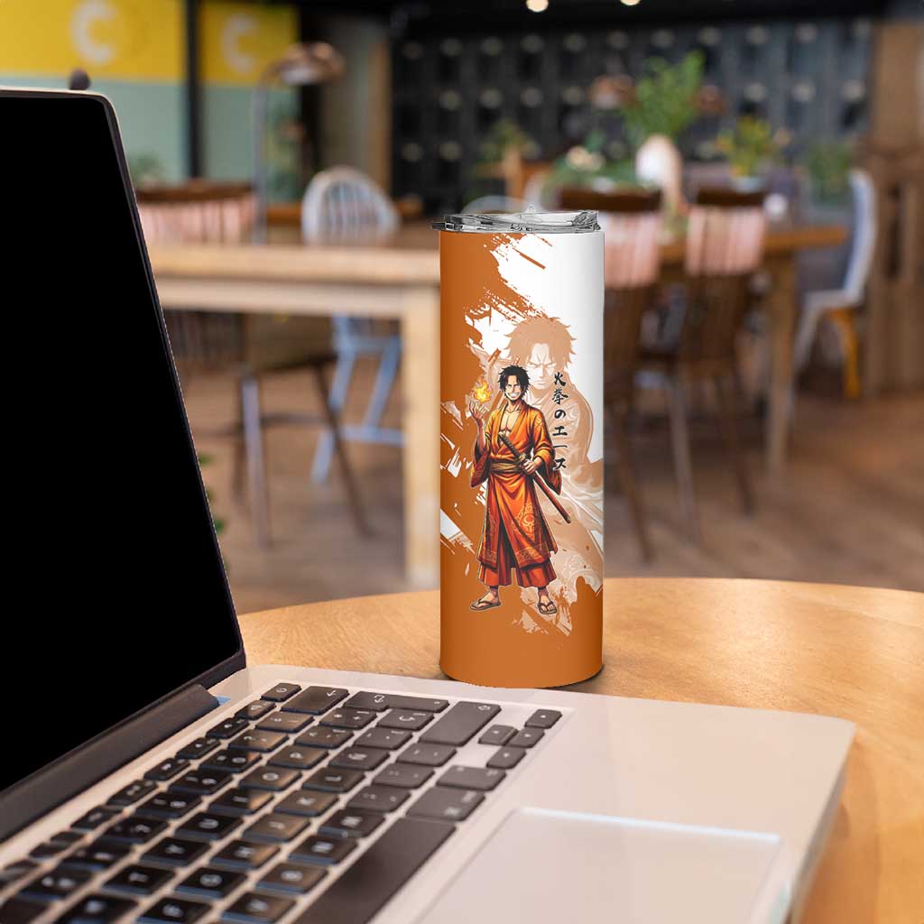 Wano Samurai Portgas D. Ace Skinny Tumbler Fiery One Piece Brush Art