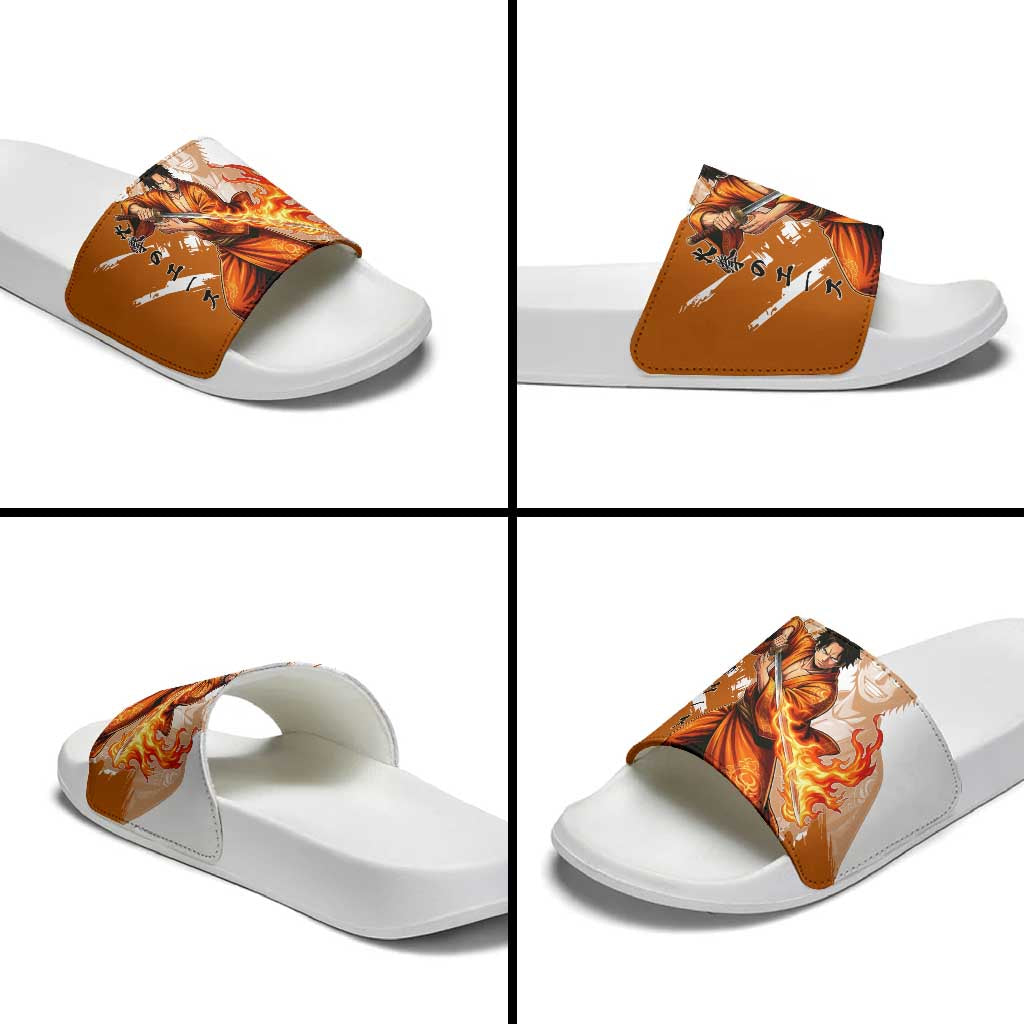 Wano Samurai Portgas D. Ace Slide Sandals Fiery One Piece Brush Art