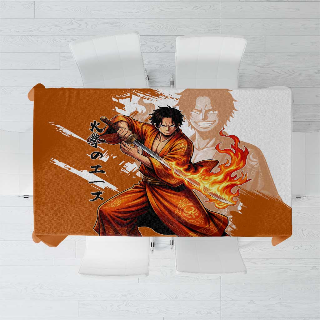 Wano Samurai Portgas D. Ace Tablecloth Fiery One Piece Brush Art
