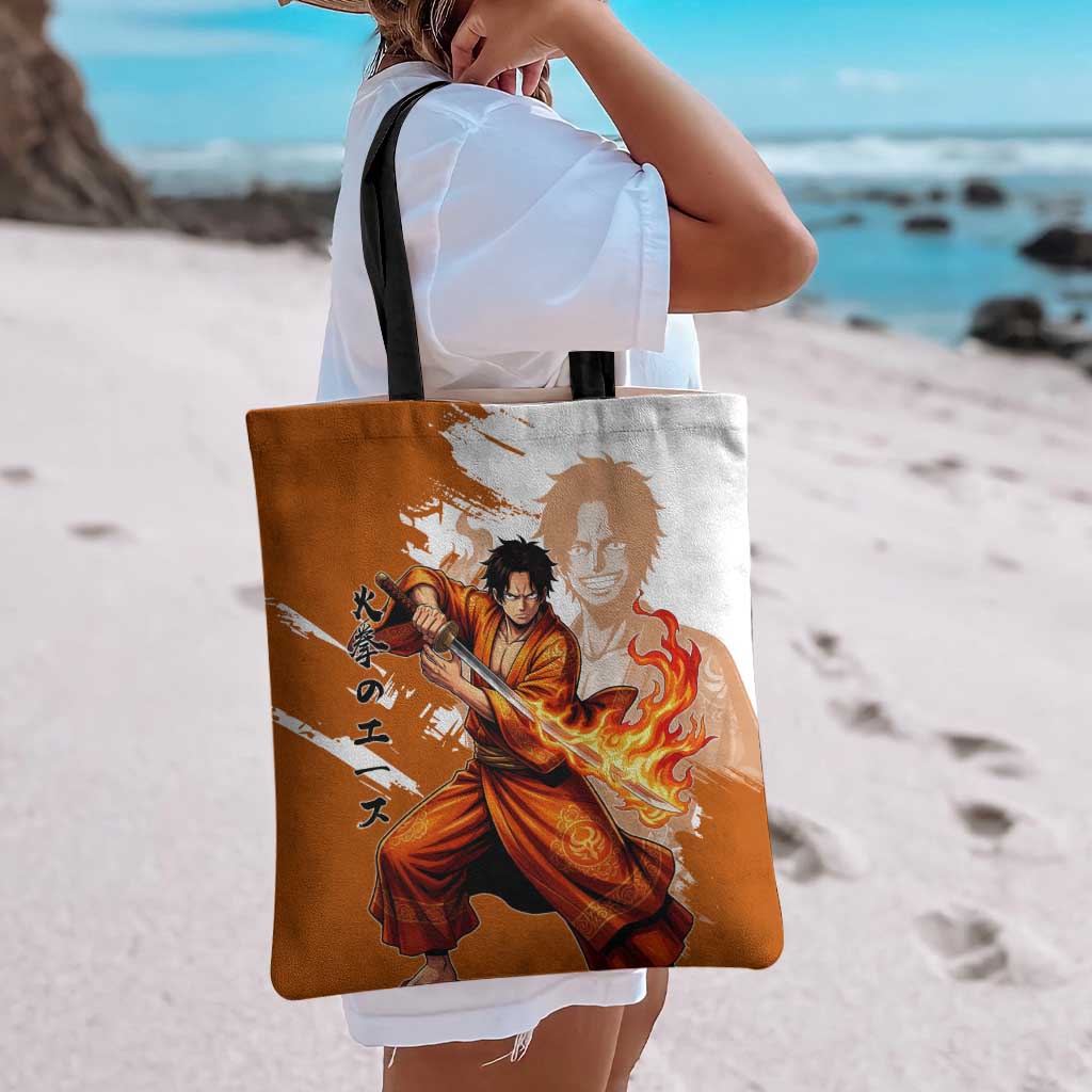 Wano Samurai Portgas D. Ace Tote Bag Fiery One Piece Brush Art