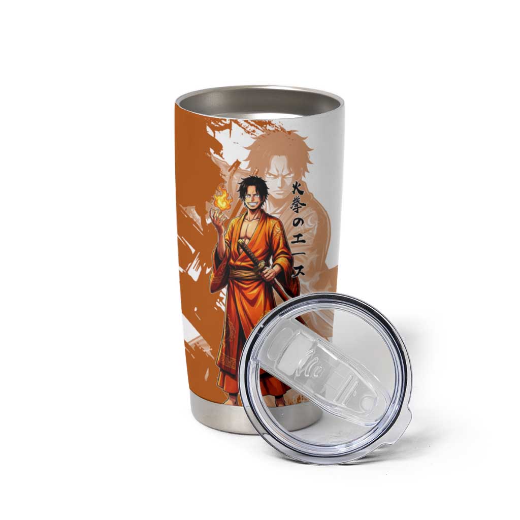 Wano Samurai Portgas D. Ace Tumbler Cup Fiery One Piece Brush Art