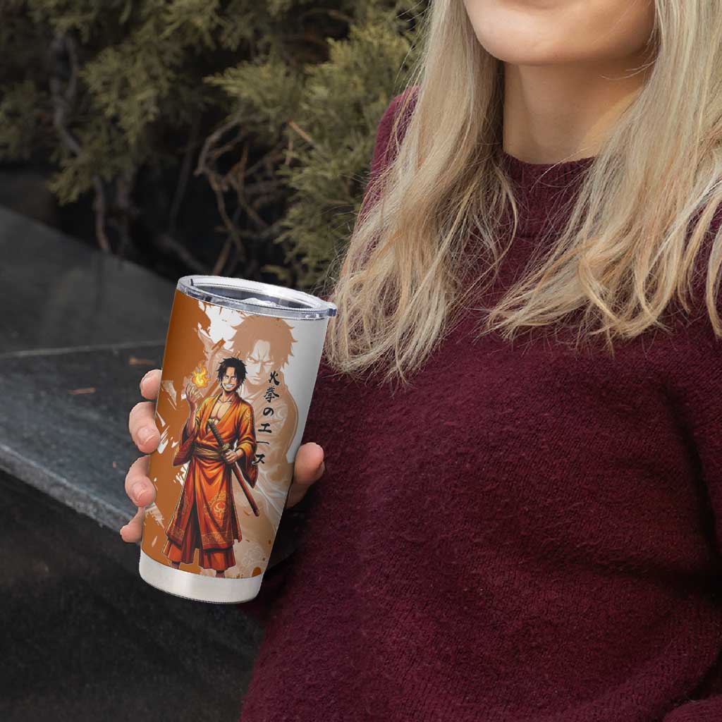 Wano Samurai Portgas D. Ace Tumbler Cup Fiery One Piece Brush Art