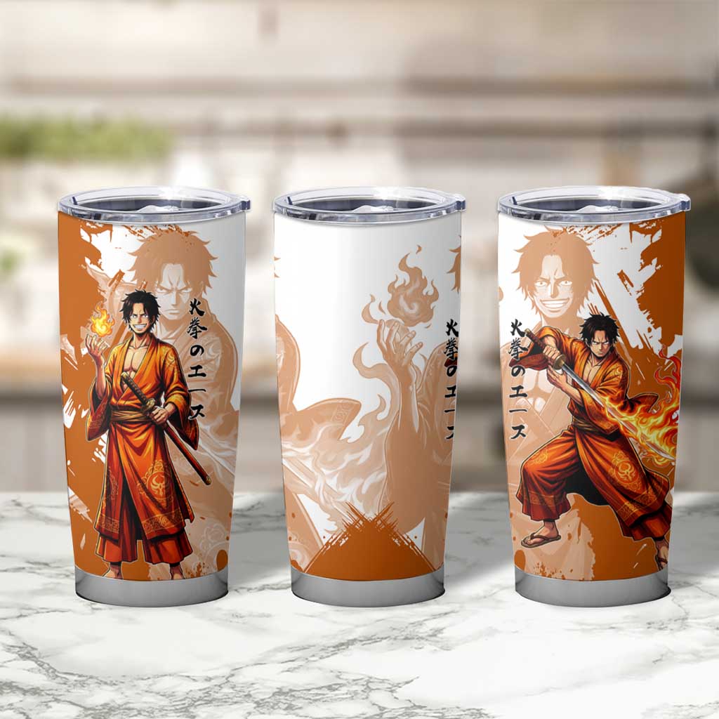 Wano Samurai Portgas D. Ace Tumbler Cup Fiery One Piece Brush Art