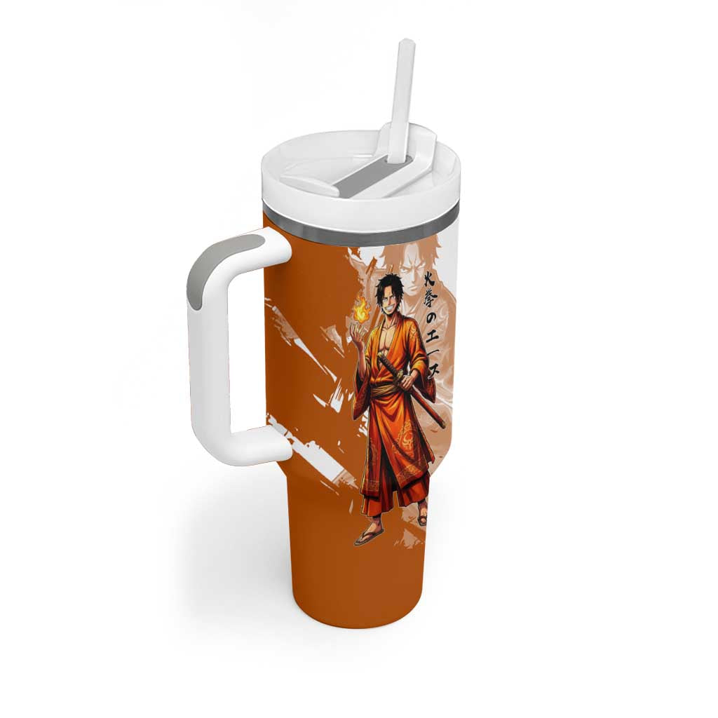 Wano Samurai Portgas D. Ace Tumbler With Handle Fiery One Piece Brush Art