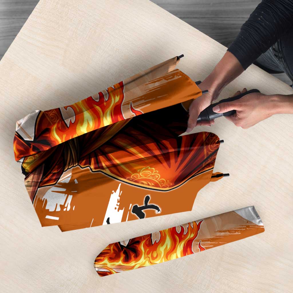 Wano Samurai Portgas D. Ace Umbrella Fiery One Piece Brush Art