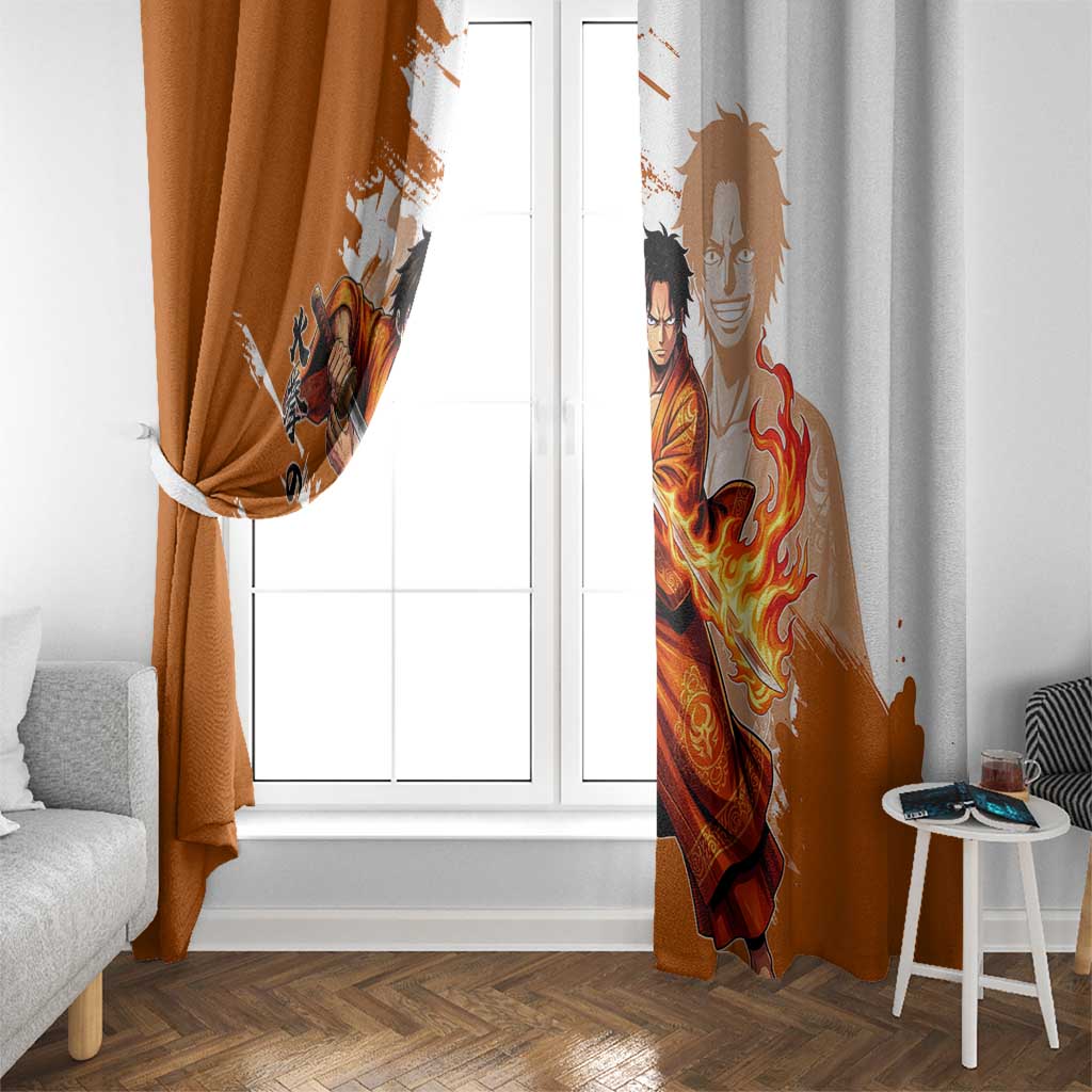 Wano Samurai Portgas D. Ace Window Curtain Fiery One Piece Brush Art