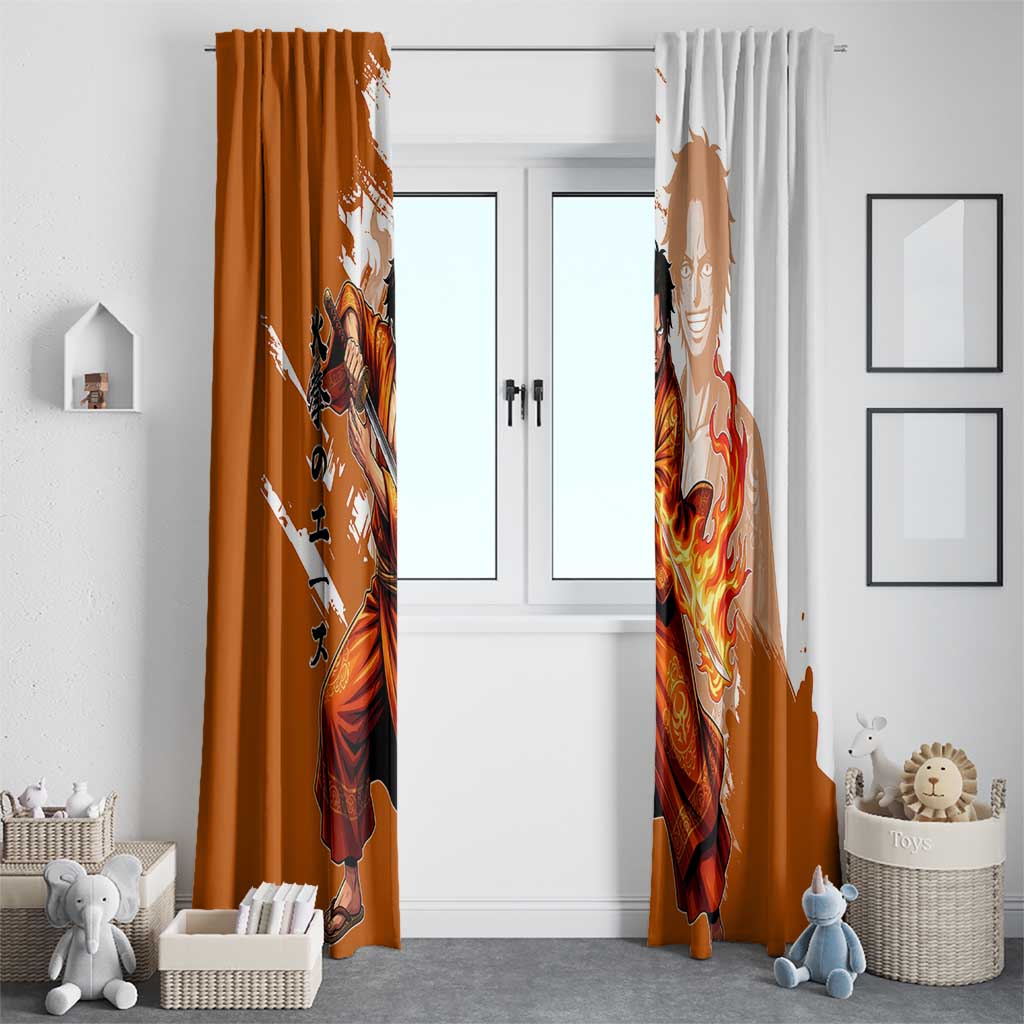 Wano Samurai Portgas D. Ace Window Curtain Fiery One Piece Brush Art