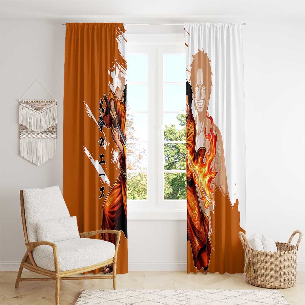 Wano Samurai Portgas D. Ace Window Curtain Fiery One Piece Brush Art