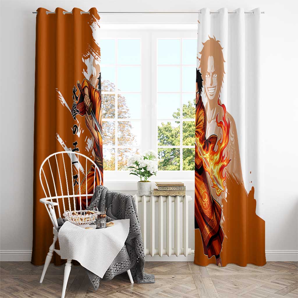 Wano Samurai Portgas D. Ace Window Curtain Fiery One Piece Brush Art
