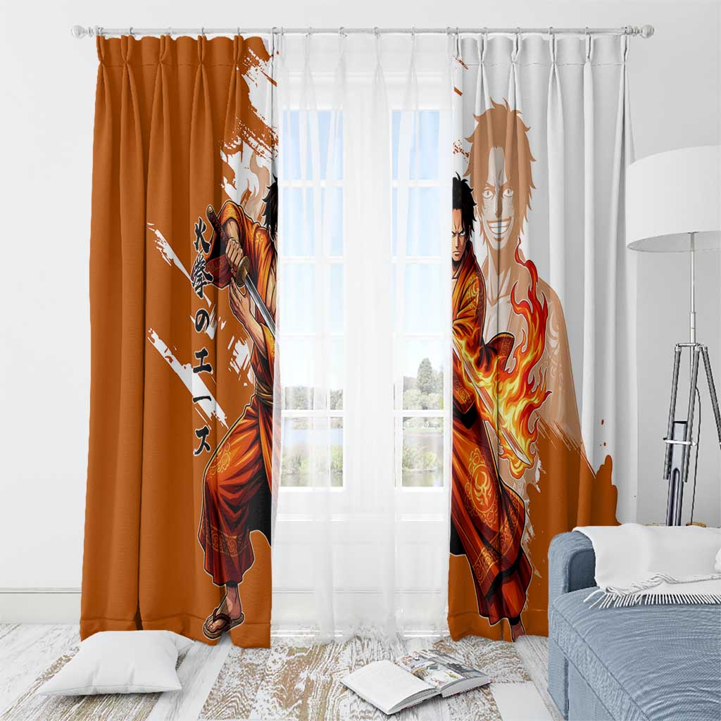 Wano Samurai Portgas D. Ace Window Curtain Fiery One Piece Brush Art