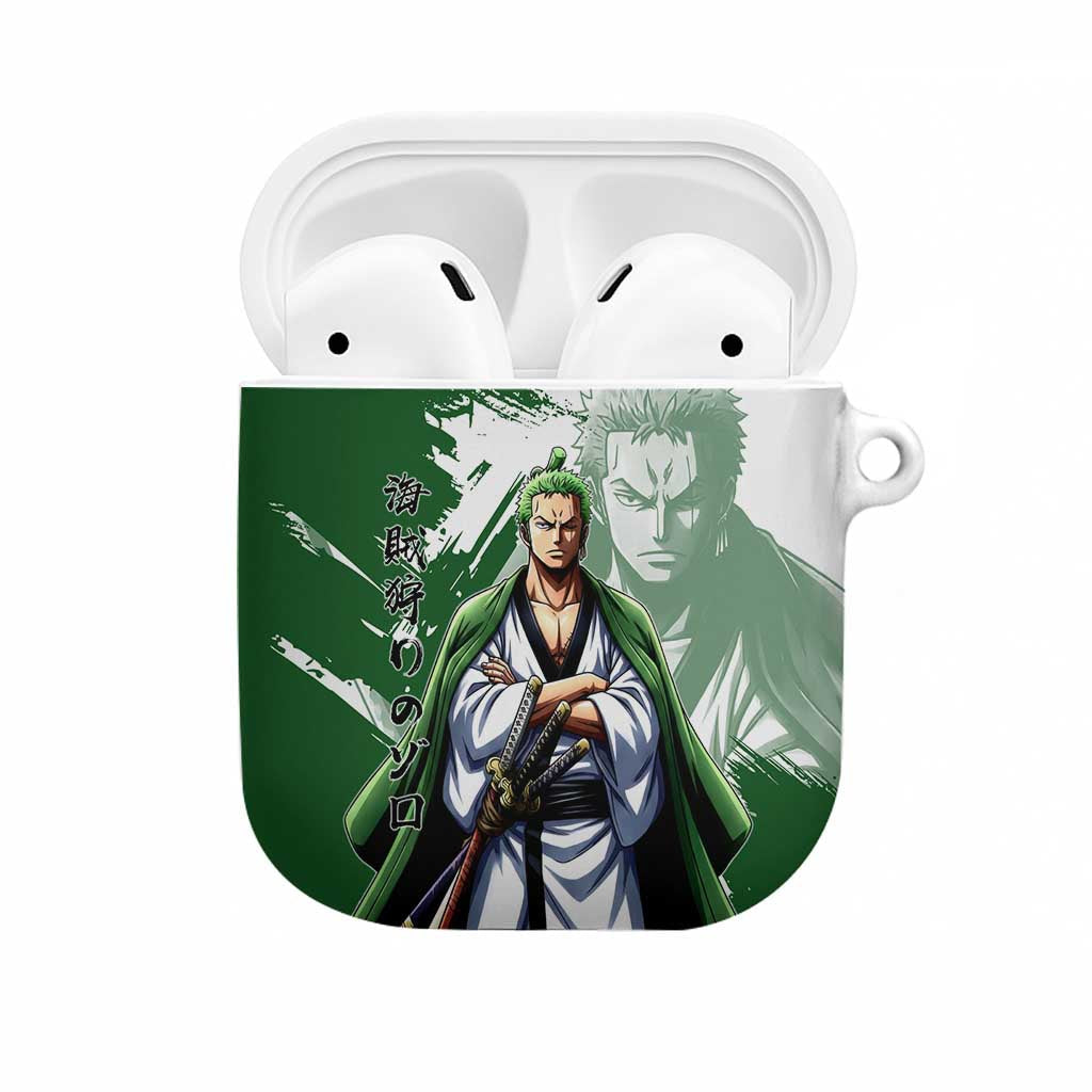 Wano Samurai Roronoa Zoro AirPods Case Bold Ink Brush Anime Style