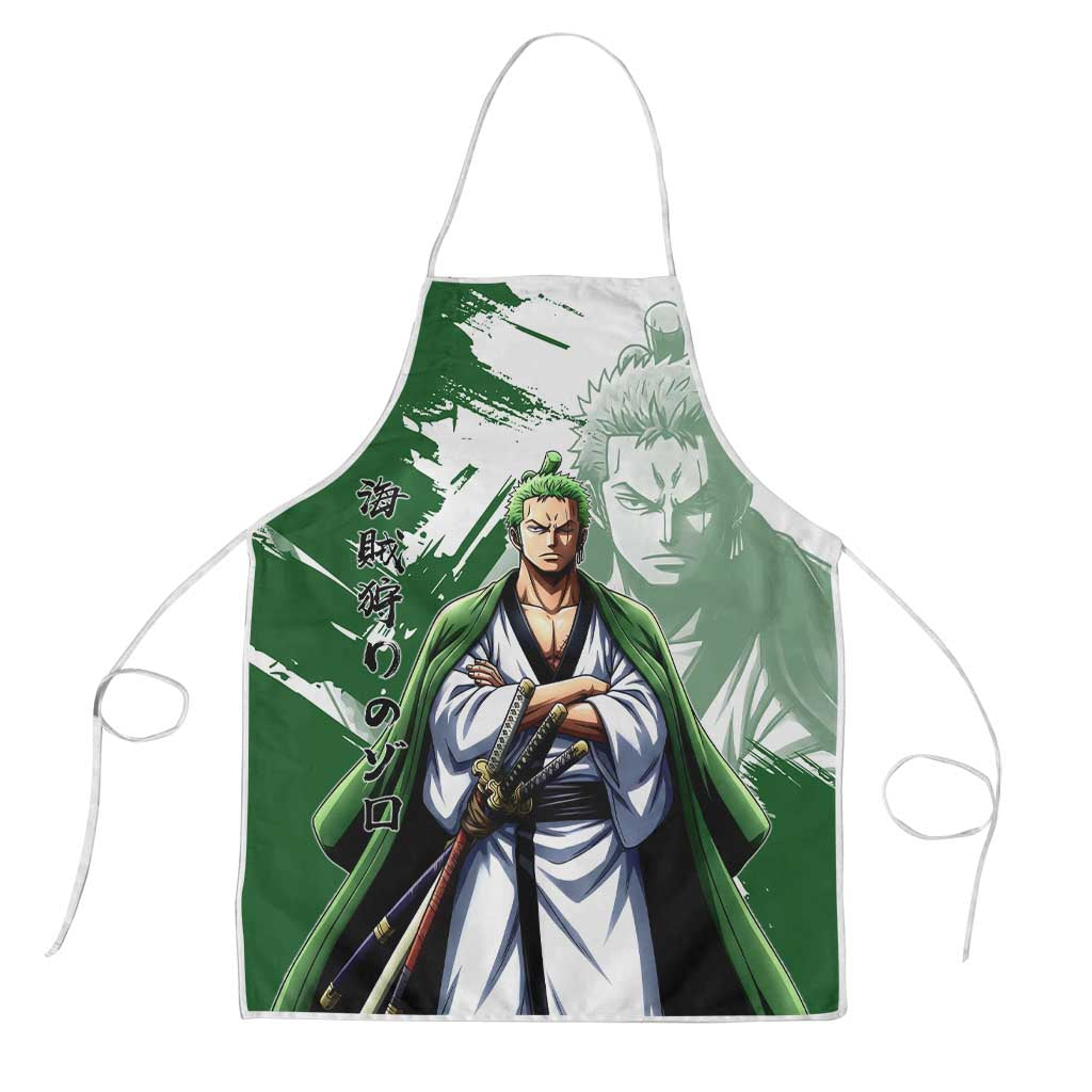 Wano Samurai Roronoa Zoro Apron Bold Ink Brush Anime Style
