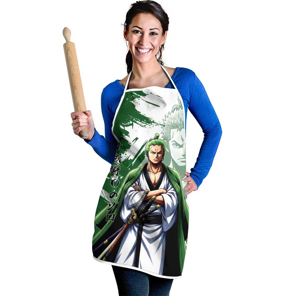 Wano Samurai Roronoa Zoro Apron Bold Ink Brush Anime Style