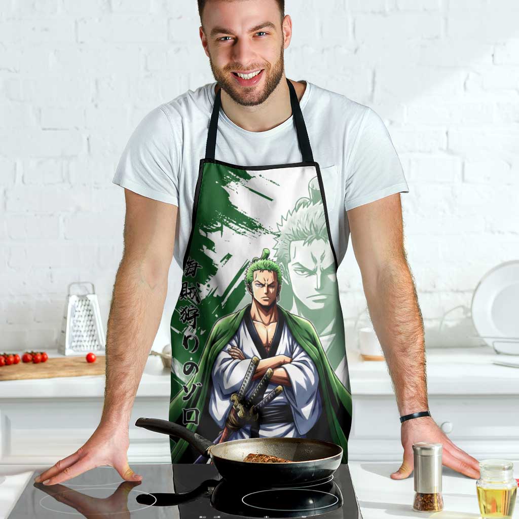 Wano Samurai Roronoa Zoro Apron Bold Ink Brush Anime Style