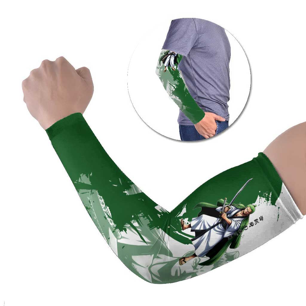 Wano Samurai Roronoa Zoro Arm Sleeves Bold Ink Brush Anime Style