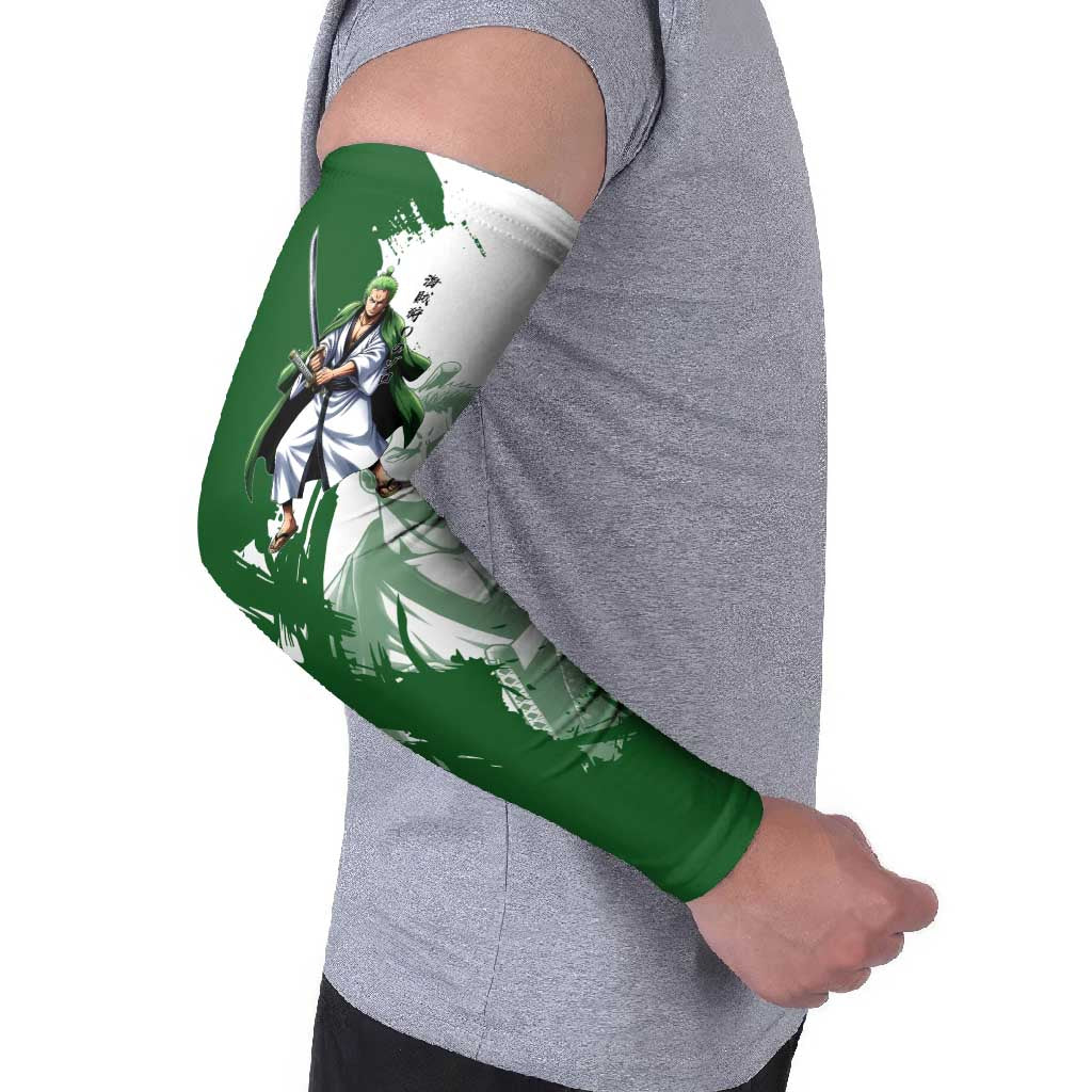 Wano Samurai Roronoa Zoro Arm Sleeves Bold Ink Brush Anime Style