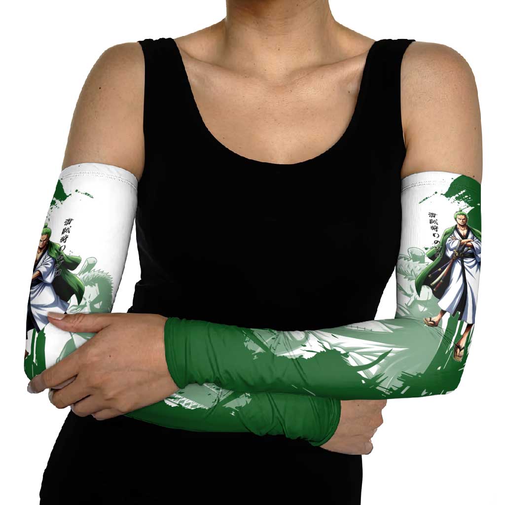 Wano Samurai Roronoa Zoro Arm Sleeves Bold Ink Brush Anime Style