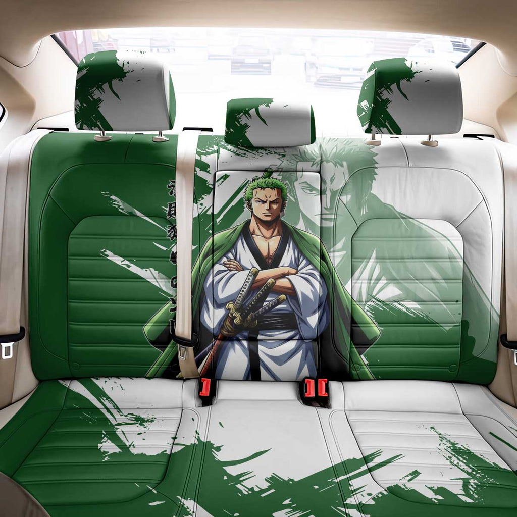 Wano Samurai Roronoa Zoro Back Car Seat Cover Bold Ink Brush Anime Style