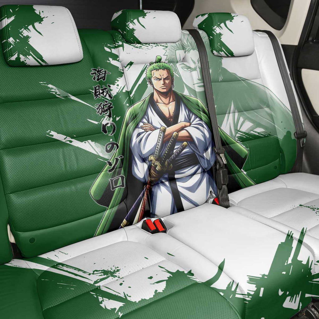 Wano Samurai Roronoa Zoro Back Car Seat Cover Bold Ink Brush Anime Style