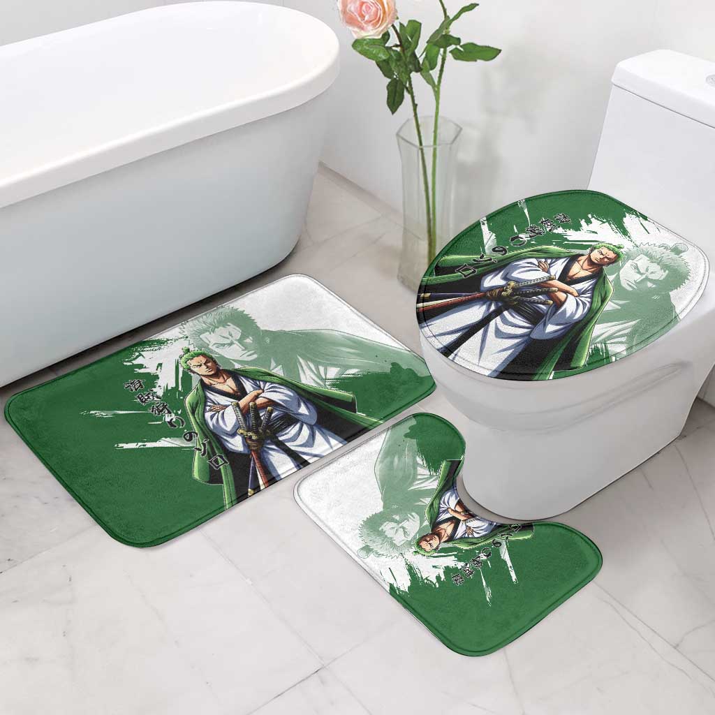 Wano Samurai Roronoa Zoro Bathroom Set Bold Ink Brush Anime Style