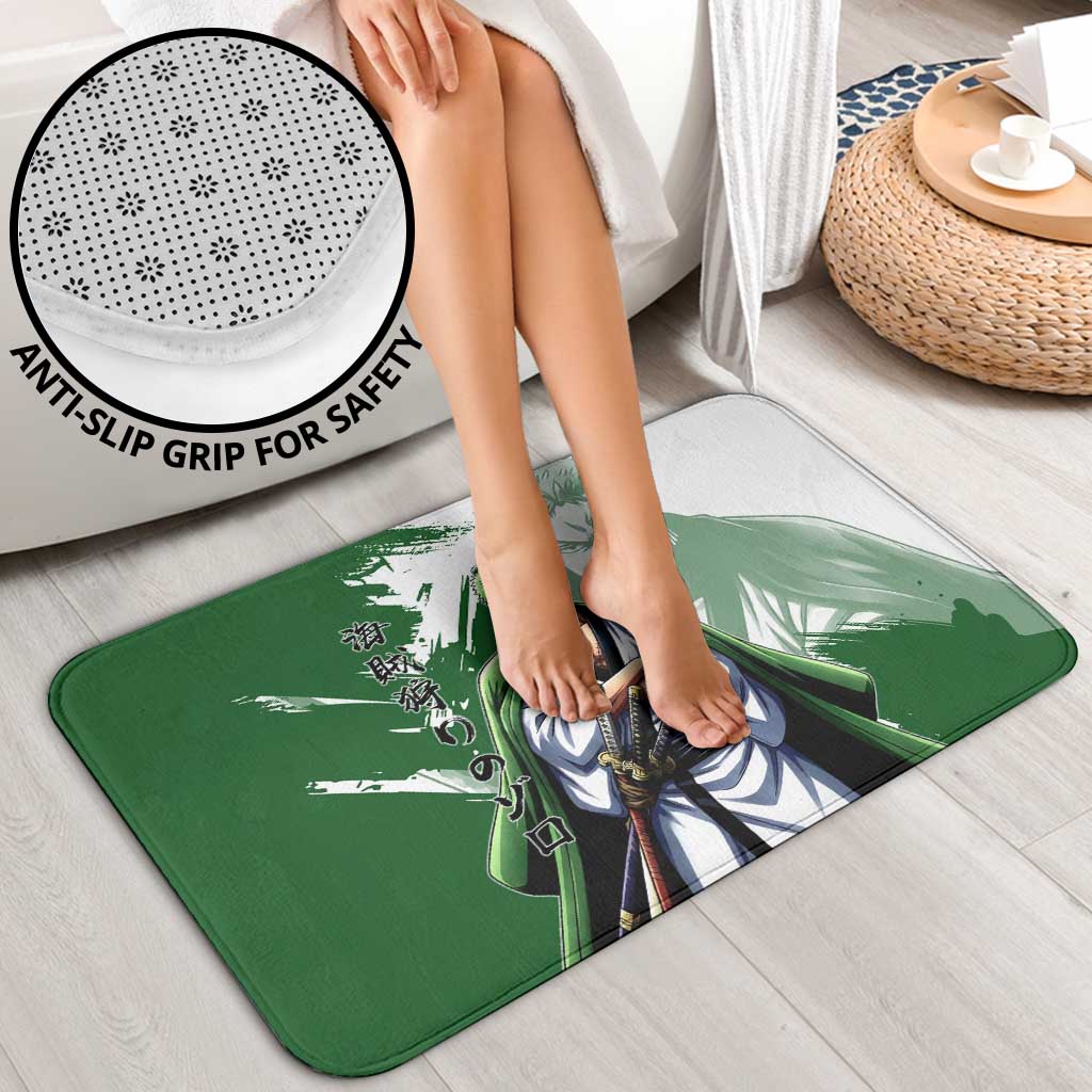 Wano Samurai Roronoa Zoro Bathroom Set Bold Ink Brush Anime Style