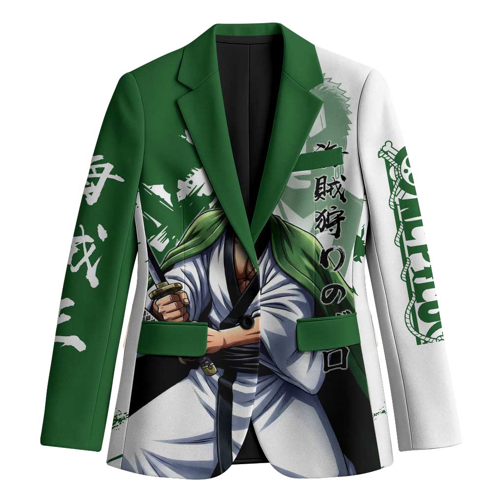 Wano Samurai Roronoa Zoro Blazer Bold Ink Brush Anime Style