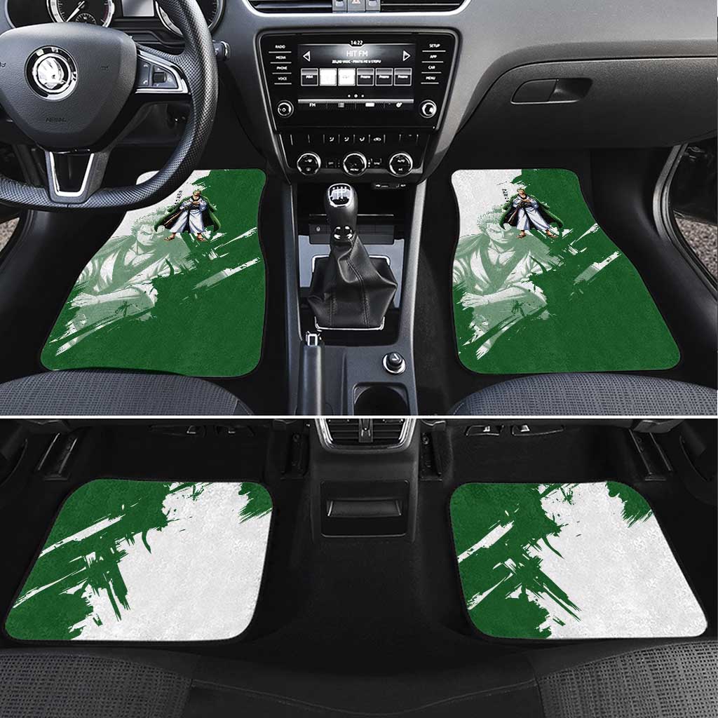 Wano Samurai Roronoa Zoro Car Mats Bold Ink Brush Anime Style