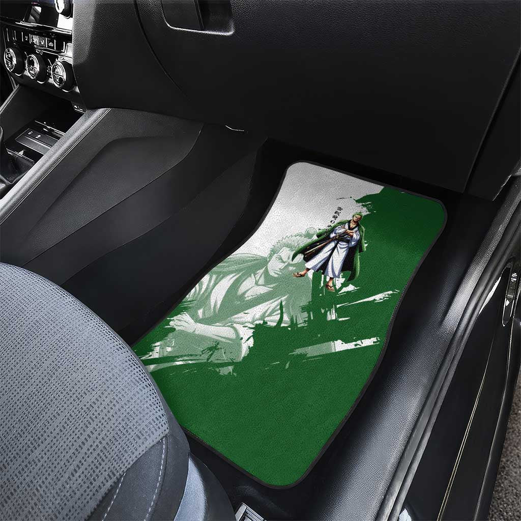 Wano Samurai Roronoa Zoro Car Mats Bold Ink Brush Anime Style