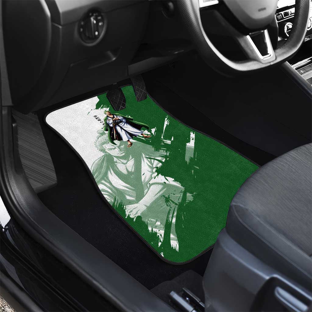 Wano Samurai Roronoa Zoro Car Mats Bold Ink Brush Anime Style