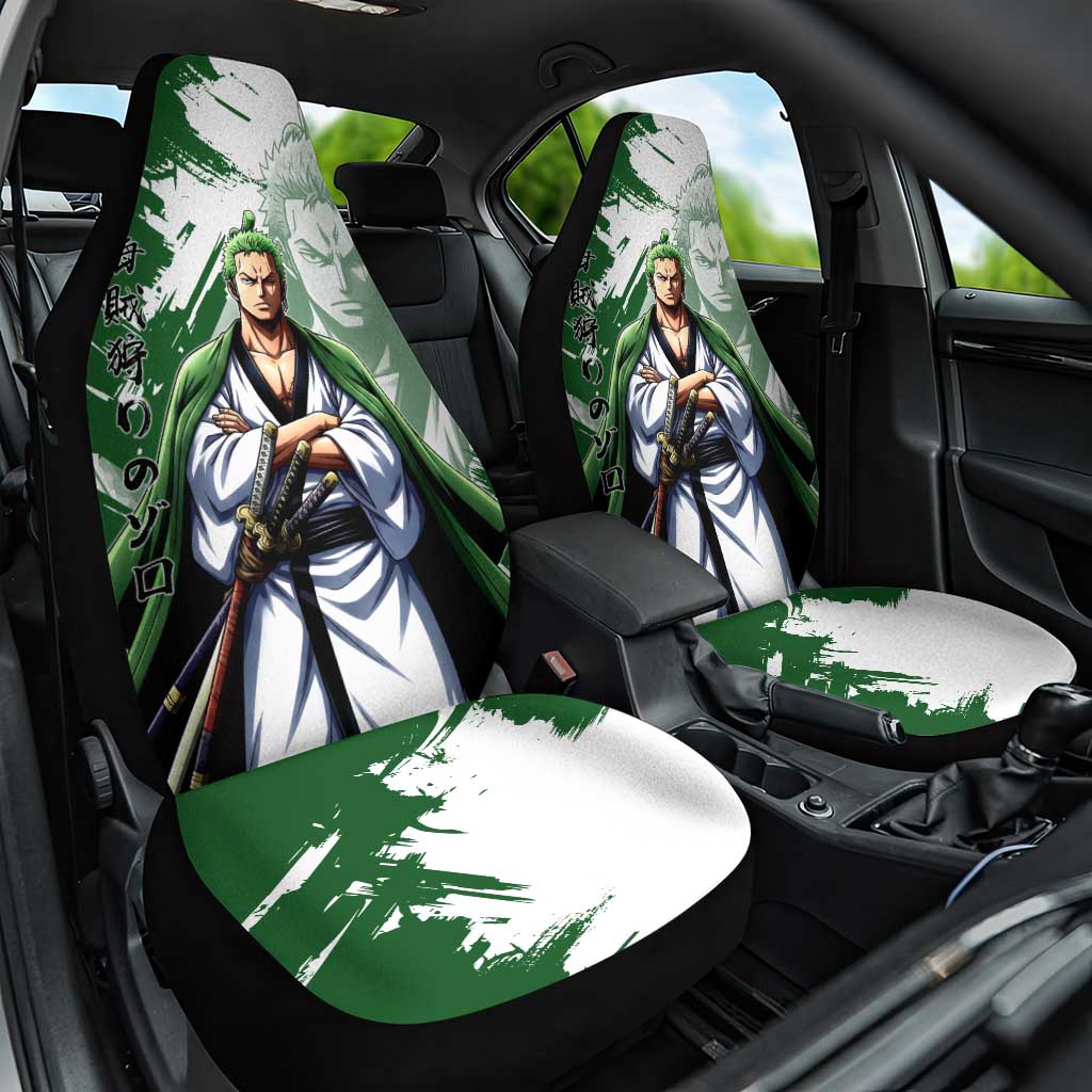 Wano Samurai Roronoa Zoro Car Seat Cover Bold Ink Brush Anime Style