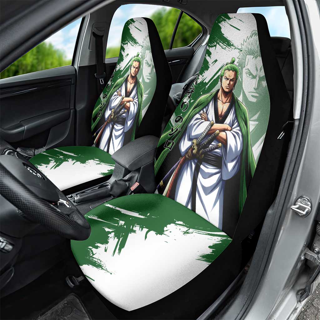 Wano Samurai Roronoa Zoro Car Seat Cover Bold Ink Brush Anime Style