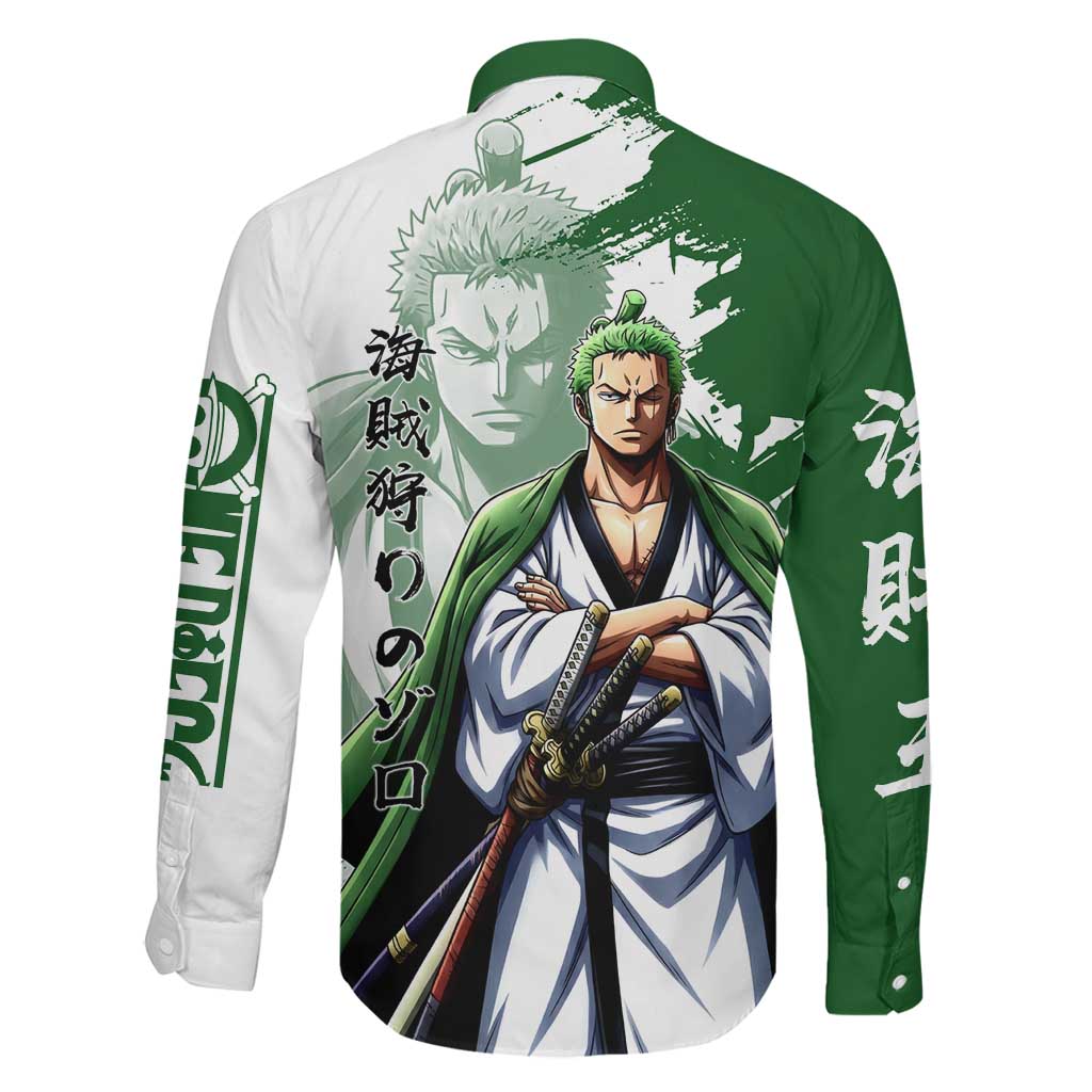 Wano Samurai Roronoa Zoro Family Matching Puletasi and Hawaiian Shirt Bold Ink Brush Anime Style