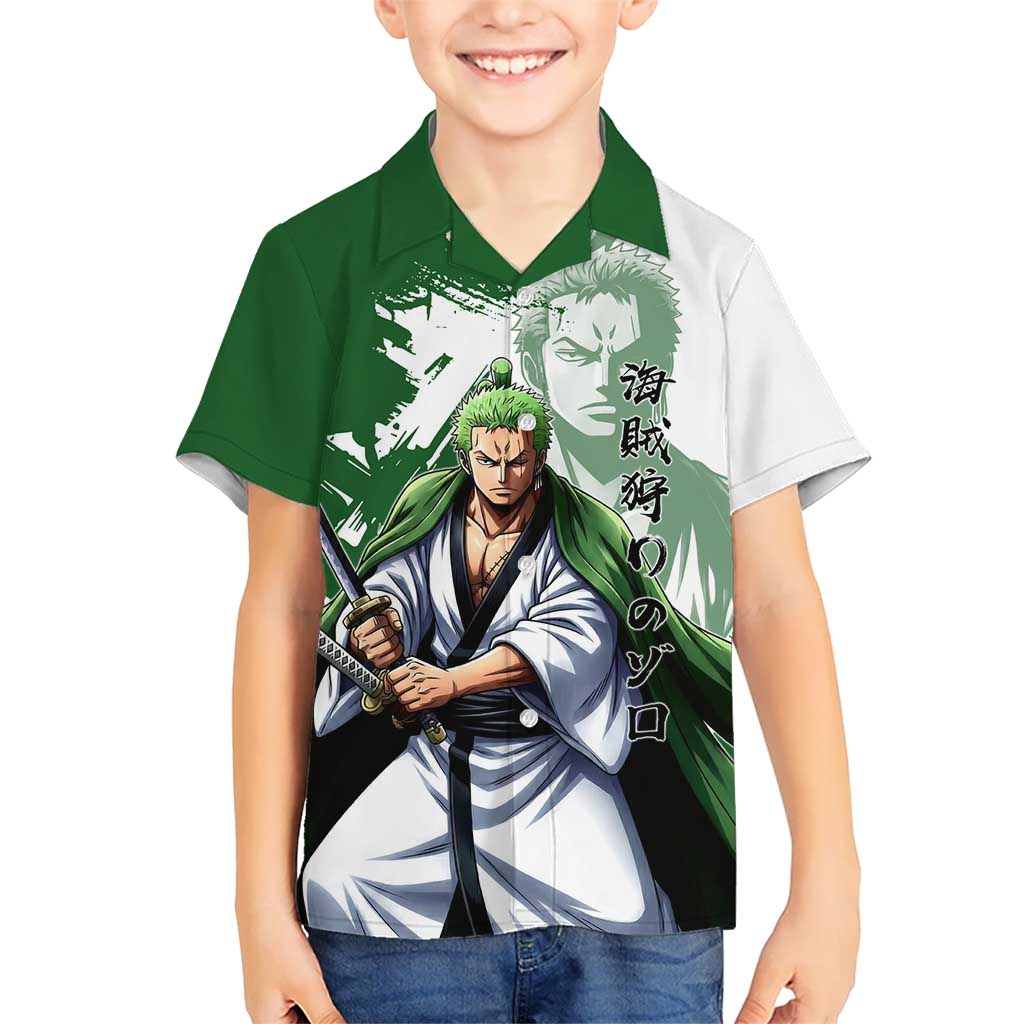 Wano Samurai Roronoa Zoro Hawaiian Shirt Bold Ink Brush Anime Style