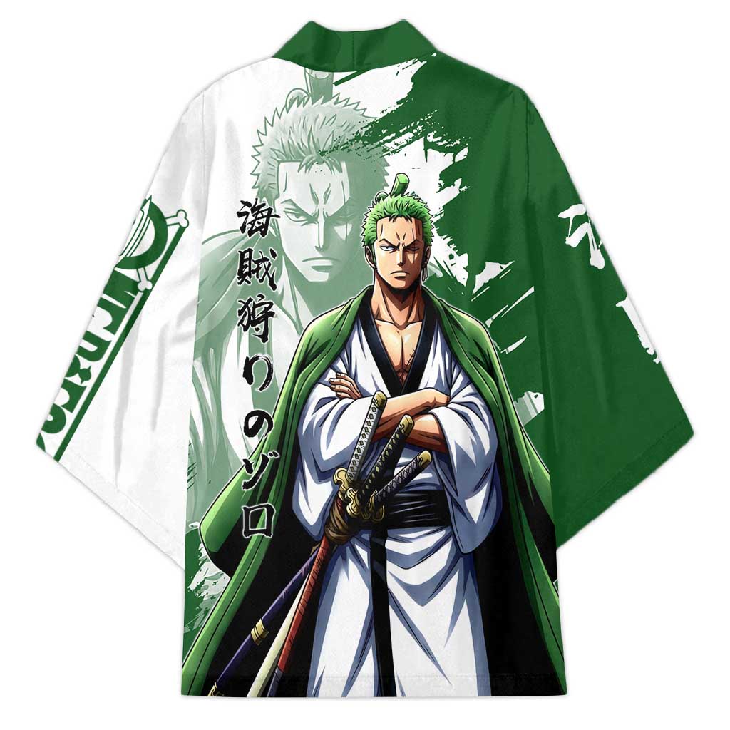 Wano Samurai Roronoa Zoro Kimono Bold Ink Brush Anime Style