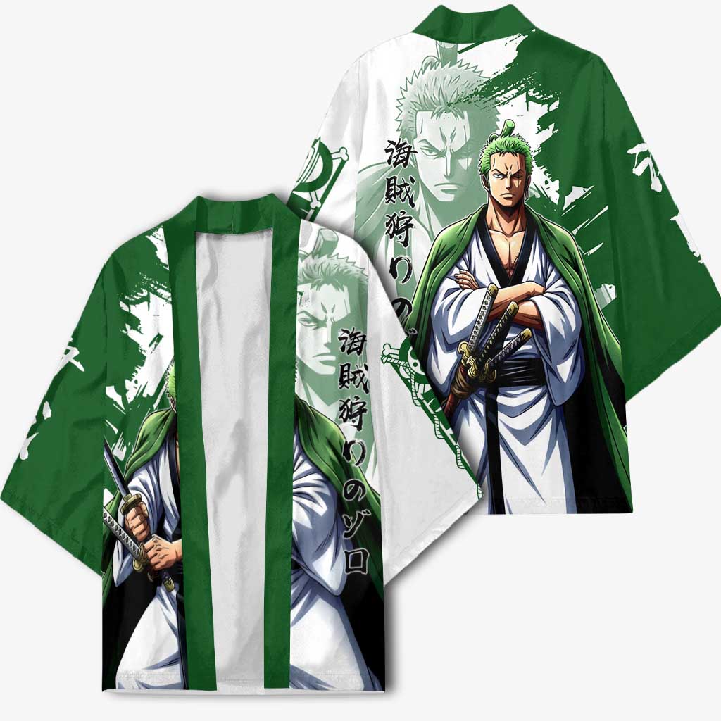 Wano Samurai Roronoa Zoro Kimono Bold Ink Brush Anime Style