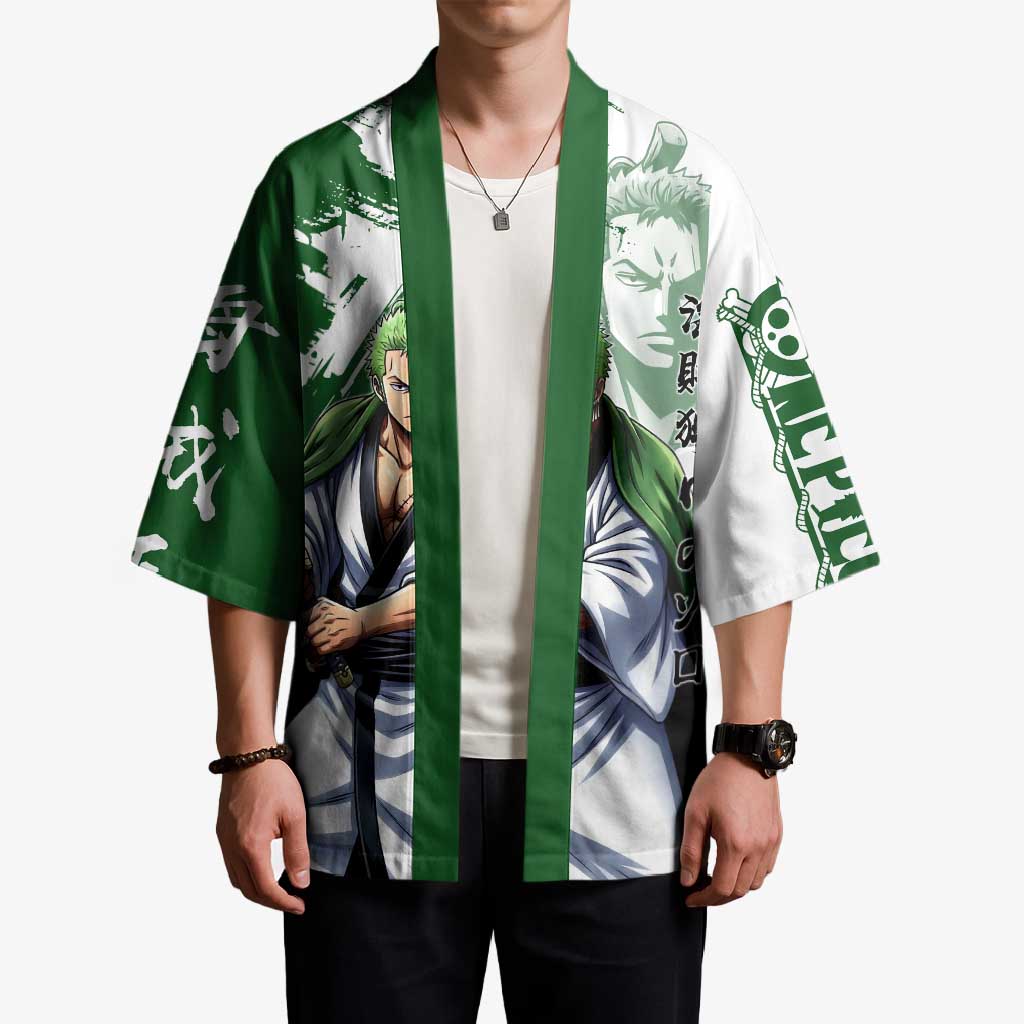Wano Samurai Roronoa Zoro Kimono Bold Ink Brush Anime Style