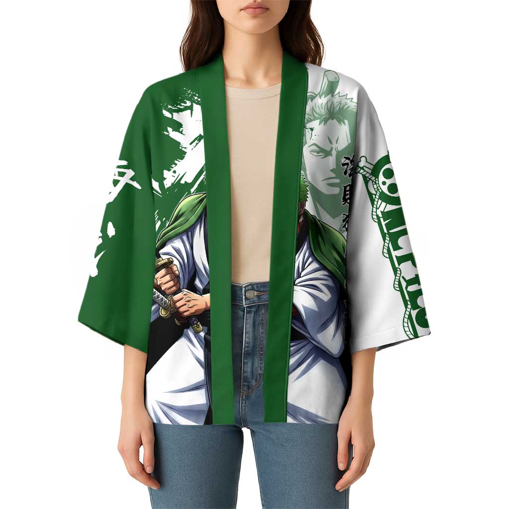 Wano Samurai Roronoa Zoro Kimono Bold Ink Brush Anime Style