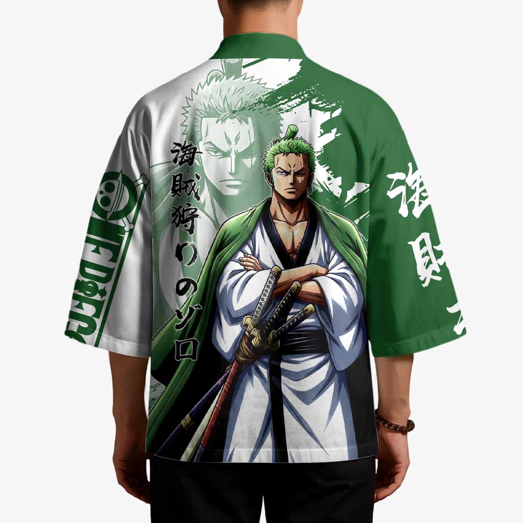 Wano Samurai Roronoa Zoro Kimono Bold Ink Brush Anime Style