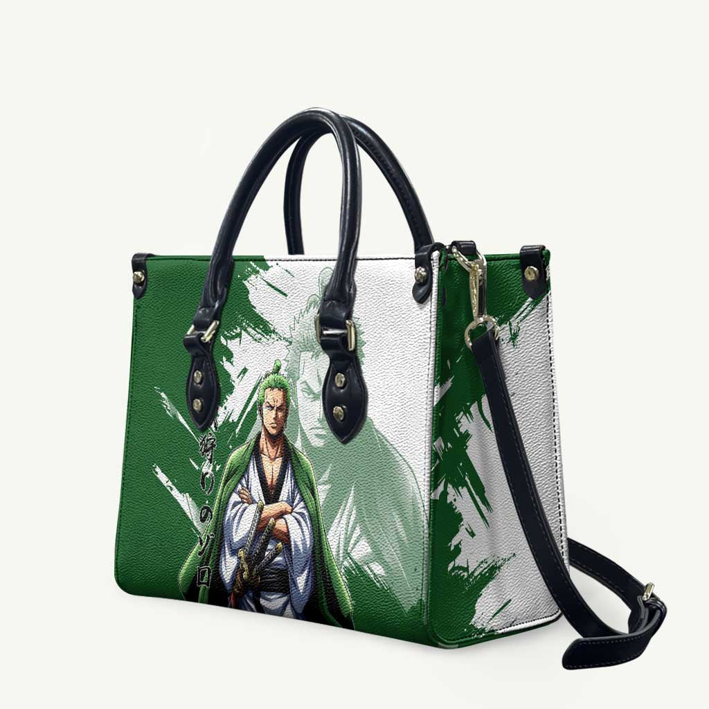 Wano Samurai Roronoa Zoro Leather Bag Bold Ink Brush Anime Style