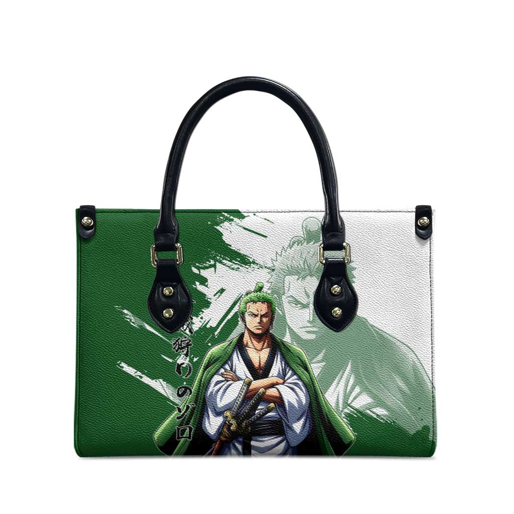 Wano Samurai Roronoa Zoro Leather Bag Bold Ink Brush Anime Style