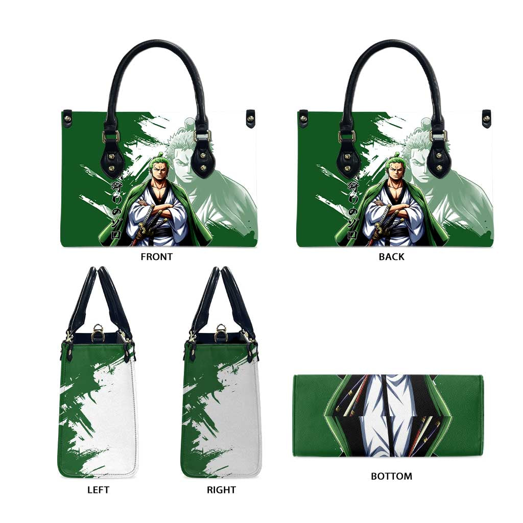 Wano Samurai Roronoa Zoro Leather Bag Bold Ink Brush Anime Style