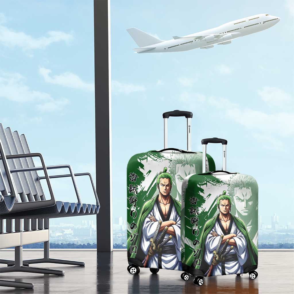 Wano Samurai Roronoa Zoro Luggage Cover Bold Ink Brush Anime Style