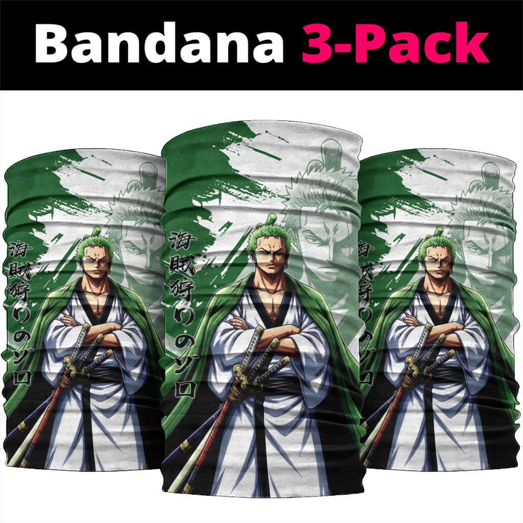 Wano Samurai Roronoa Zoro Neck Gaiter Bold Ink Brush Anime Style