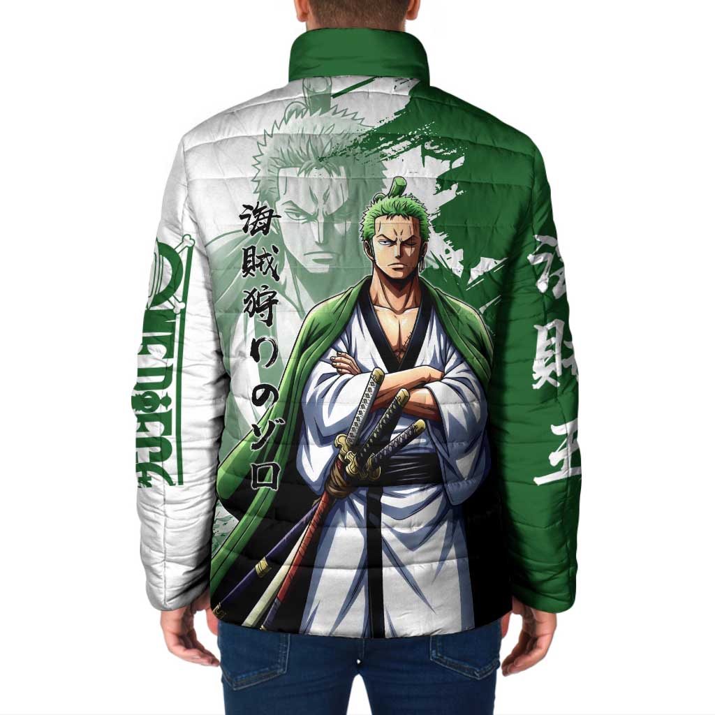 Wano Samurai Roronoa Zoro Padded Jacket Bold Ink Brush Anime Style