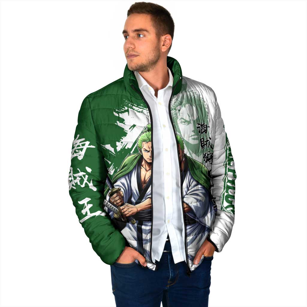 Wano Samurai Roronoa Zoro Padded Jacket Bold Ink Brush Anime Style