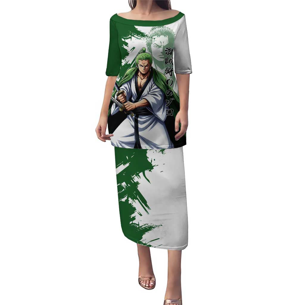 Wano Samurai Roronoa Zoro Puletasi Bold Ink Brush Anime Style